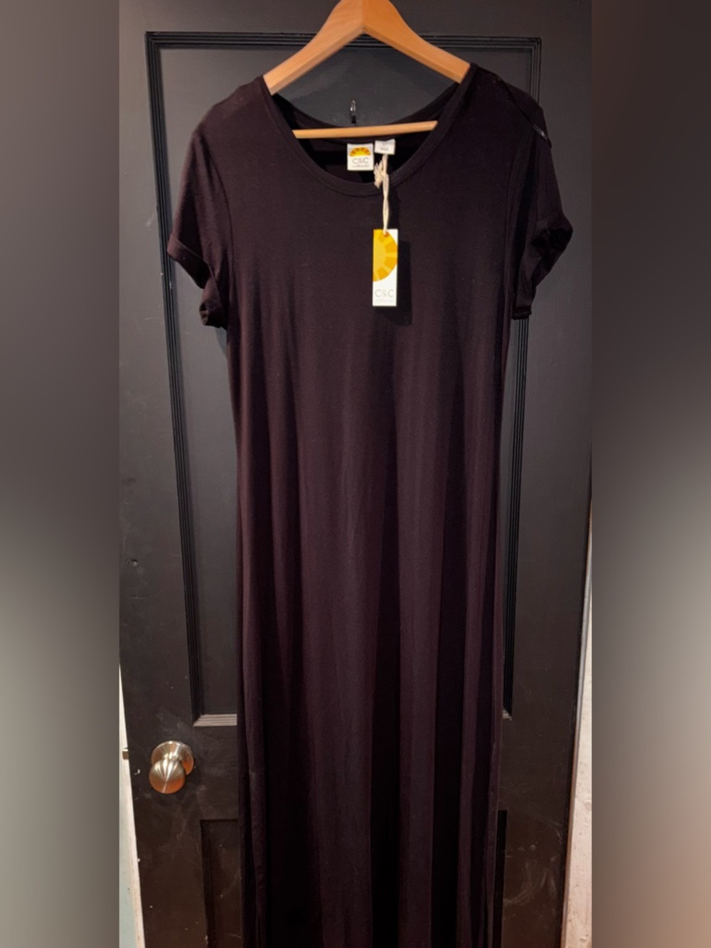 C&C California Black Short Sleeve T-Shirt Midi Dress NWT Size Large